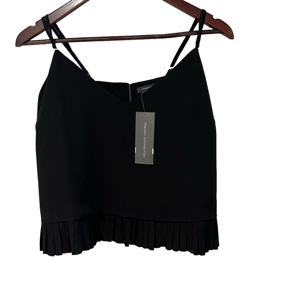 French Connection Black Pleated Hem Top